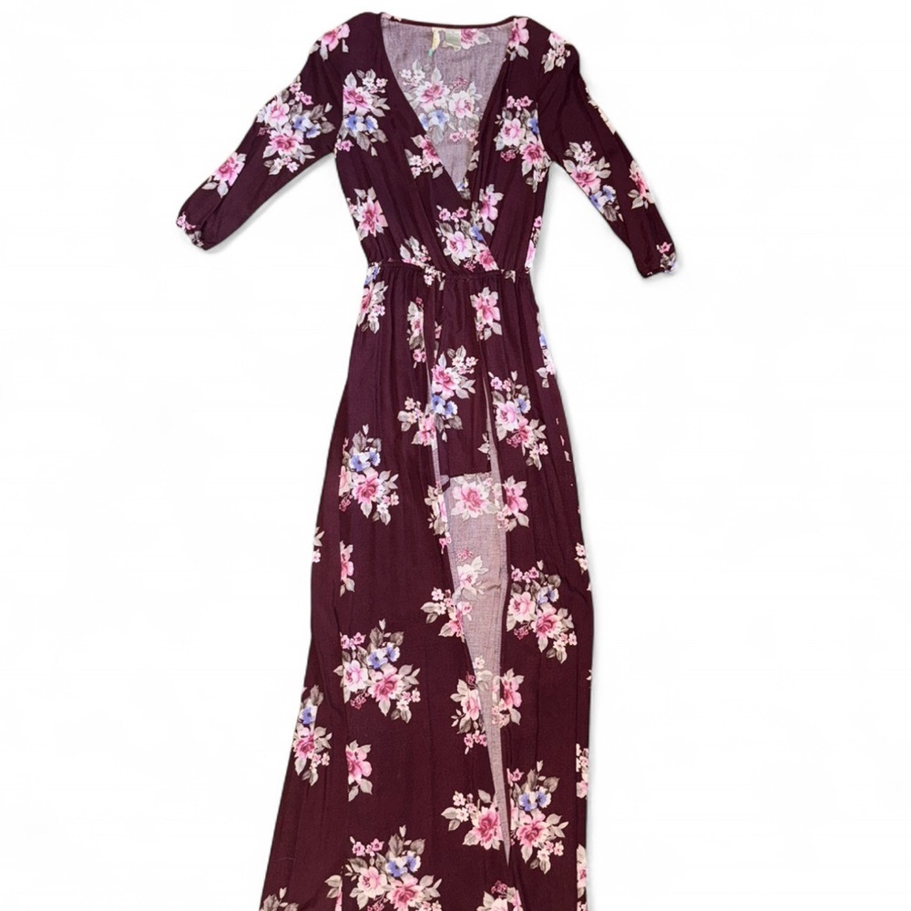 Floral Romper/ Dress - Burgundy